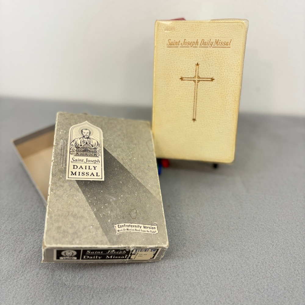 Vintage 1963 Saint Joseph Daily Missal Pre-Vatican II TLM Clean White Box Ribbon